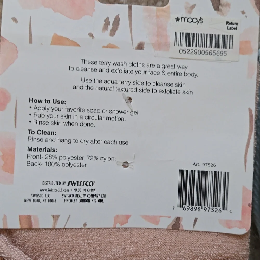Exfoliating Terry wash clothes,NEW